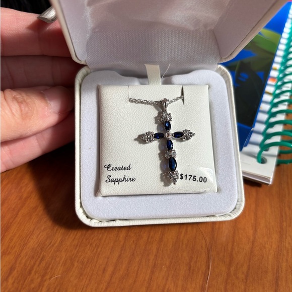 Kohl's Jewelry - NWT Created Sapphire Cross Pendant Necklace